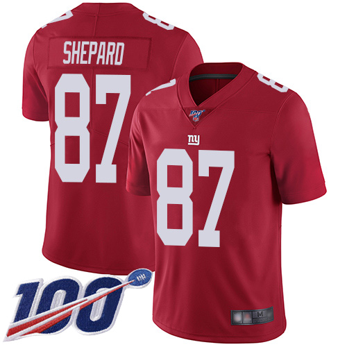 Men New York Giants #87 Sterling Shepard Red Limited Red Inverted Legend 100th Season Football NFL Jersey